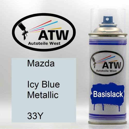 Mazda, Icy Blue Metallic, 33Y: 400ml Sprühdose, von ATW Autoteile West.